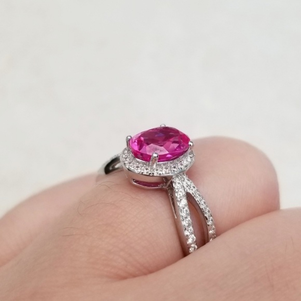 1.75ct Lab Created Pink Sapphire Ring - Picture 6 of 8